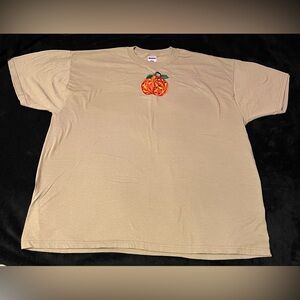 Women’s Jerzees Heavyweight Embroidered Pumpkin Fall Autumn Thanksgiving Tshirt